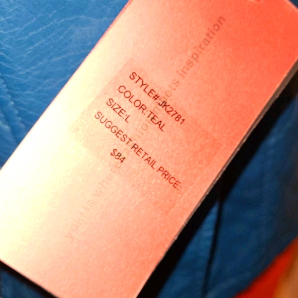 YOKI - Blue Vegan Moto Leather Jacket π NWT! - Picture 4 of 9